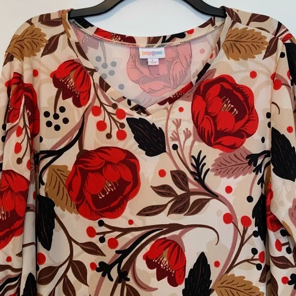 LuLaRoe Floral V-Neck Top - Picture 2 of 6